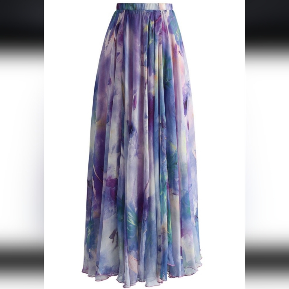Floral Purple Maxi Skirt